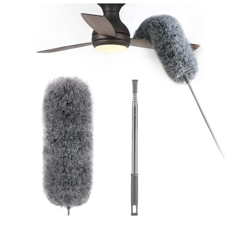 DONDA Flexible Extendable Microfiber Feather Duster 100 Cm Long Duster for High Ceiling FansWindow Blinds Furniture Fan Cleaning Duster Grey - Image 1