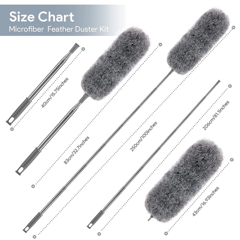 DONDA Flexible Extendable Microfiber Feather Duster 100 Cm Long Duster for High Ceiling FansWindow Blinds Furniture Fan Cleaning Duster Grey - Image 5