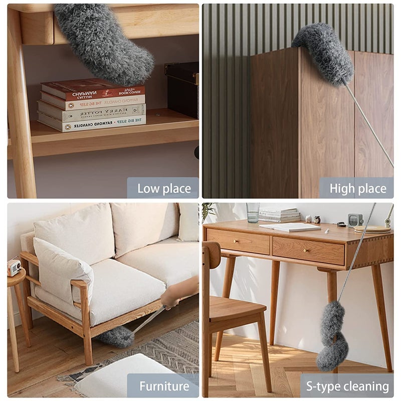 DONDA Flexible Extendable Microfiber Feather Duster 100 Cm Long Duster for High Ceiling FansWindow Blinds Furniture Fan Cleaning Duster Grey - Image 4
