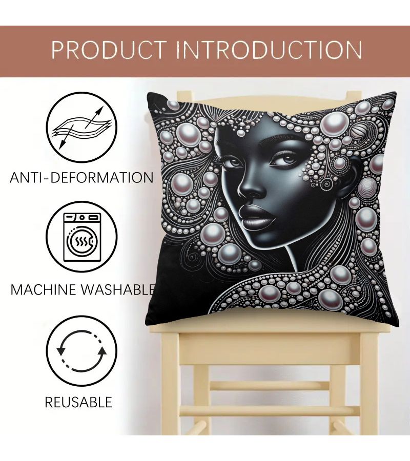 1PC Decorative Pillow Cover 18x18 Inch Polyester Soft Cushion Cover Zippered Machine Washable Suitable For Bed Sofa Leisure Chair Holiday Home Decoration Double Sided Printing No Pillow Core - Image 3