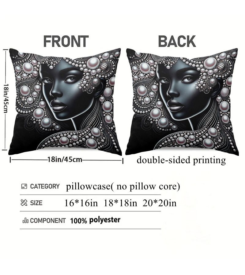 1PC Decorative Pillow Cover 18x18 Inch Polyester Soft Cushion Cover Zippered Machine Washable Suitable For Bed Sofa Leisure Chair Holiday Home Decoration Double Sided Printing No Pillow Core - Image 4