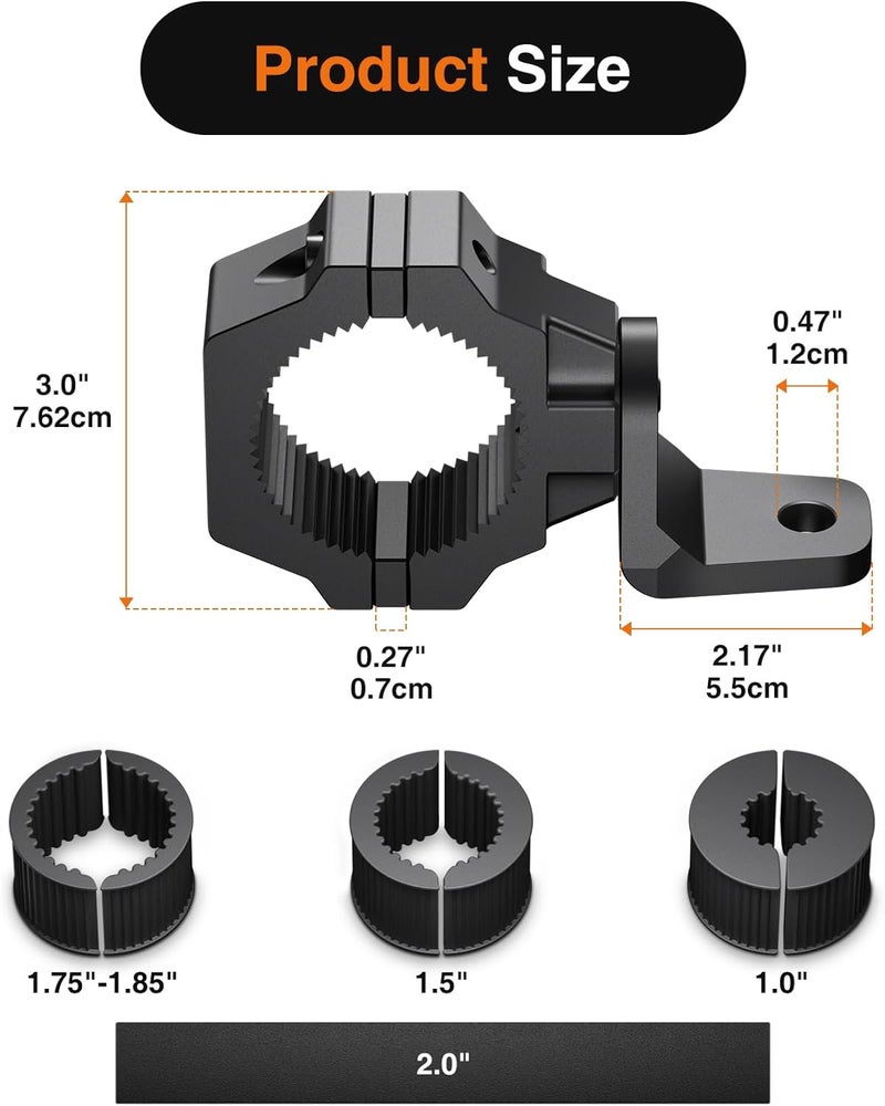 Ehaho 2 Pack Heavy Duty UTV Whip Mount - Adjustable Flag and Light Mounting Bracket for 1" to 2" Roll Cage - Image 2