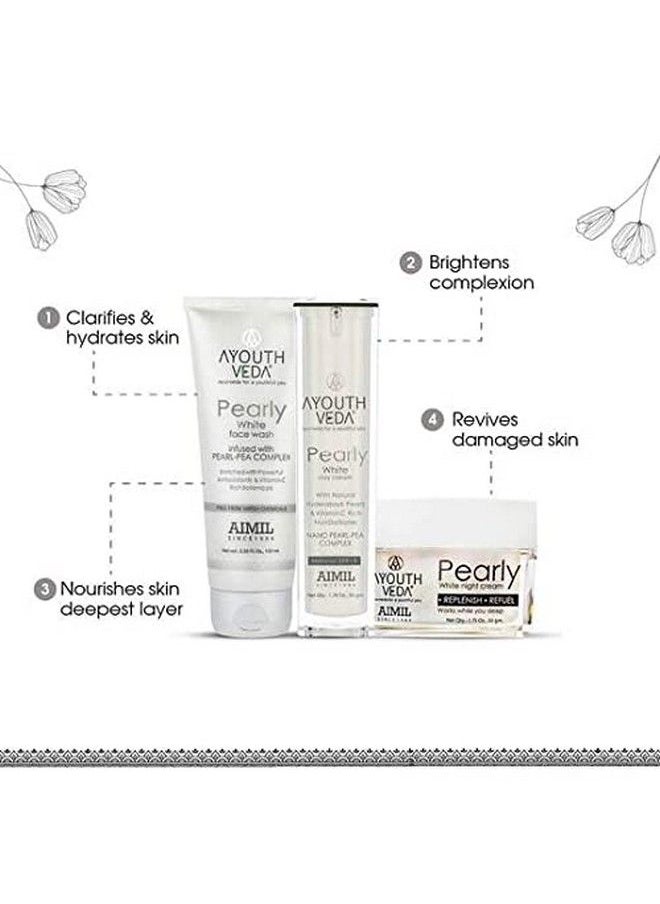 AYOUTHVEDA Pearly White Skin Brightening Kit Natural Spf 15 Glowing Radiant ; Pearly White Face Wash ; Pearly White Day Cream ; Pearly White Night Cream  - Image 4