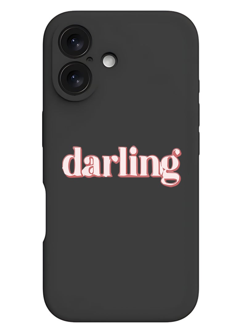 Theodor iPhone 16 Plus Black Protective Slim Fit Case Liquid Silicone Cover with Full Body Protection Anti-Scratch Shockproof Case For iPhone - Darling - Image 1