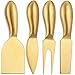 Patelai Patelai 4 Pieces Stainless Steel Cheese Knives Set, Gold Cheese Tools with Cheese Slicer and Cheese Cutters for Kitchen  - Image 2