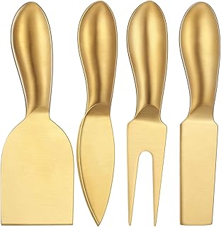 Patelai Patelai 4 Pieces Stainless Steel Cheese Knives Set, Gold Cheese Tools with Cheese Slicer and Cheese Cutters for Kitchen  - Image 1