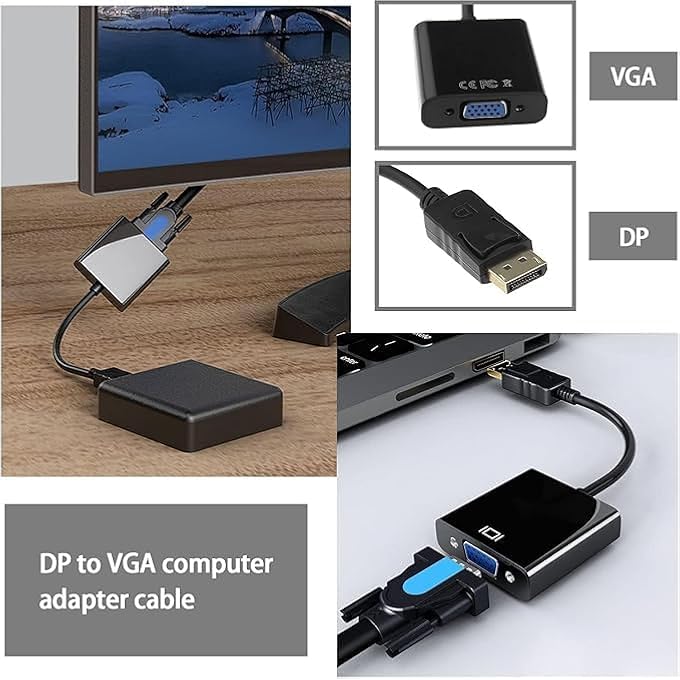 rayihni DISPLAYPORT TO VGA ADAPTER, DP MALE TO VGA FEMALE CONVERTER FOR PC, LAPTOP, MONITOR, AND PROJECTOR – SUPPORTS LEGACY VGA DISPLAYS (BLACK) - Image 3