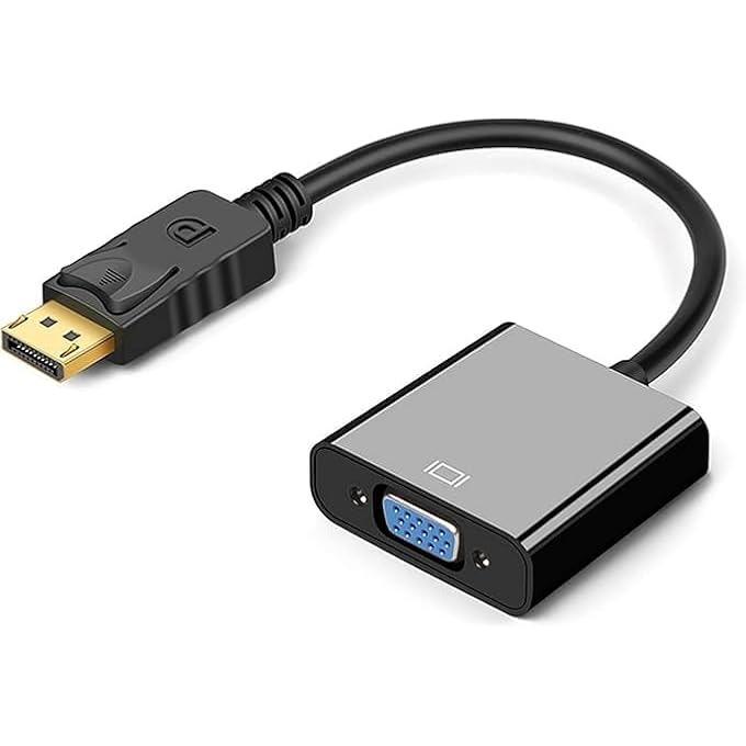 rayihni DISPLAYPORT TO VGA ADAPTER, DP MALE TO VGA FEMALE CONVERTER FOR PC, LAPTOP, MONITOR, AND PROJECTOR – SUPPORTS LEGACY VGA DISPLAYS (BLACK) - Image 1