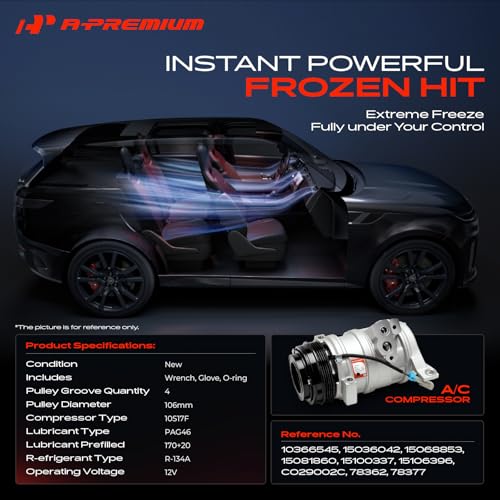 A-Premium AC Compressor with Clutch Compatible with Chevrolet, GMC Models - Silverado, Sierra, Tahoe, Yukon, Suburban, Express, Escalade, Savana, Avalanche, & More - It Comes with 2 Mounting Holes - Image 2