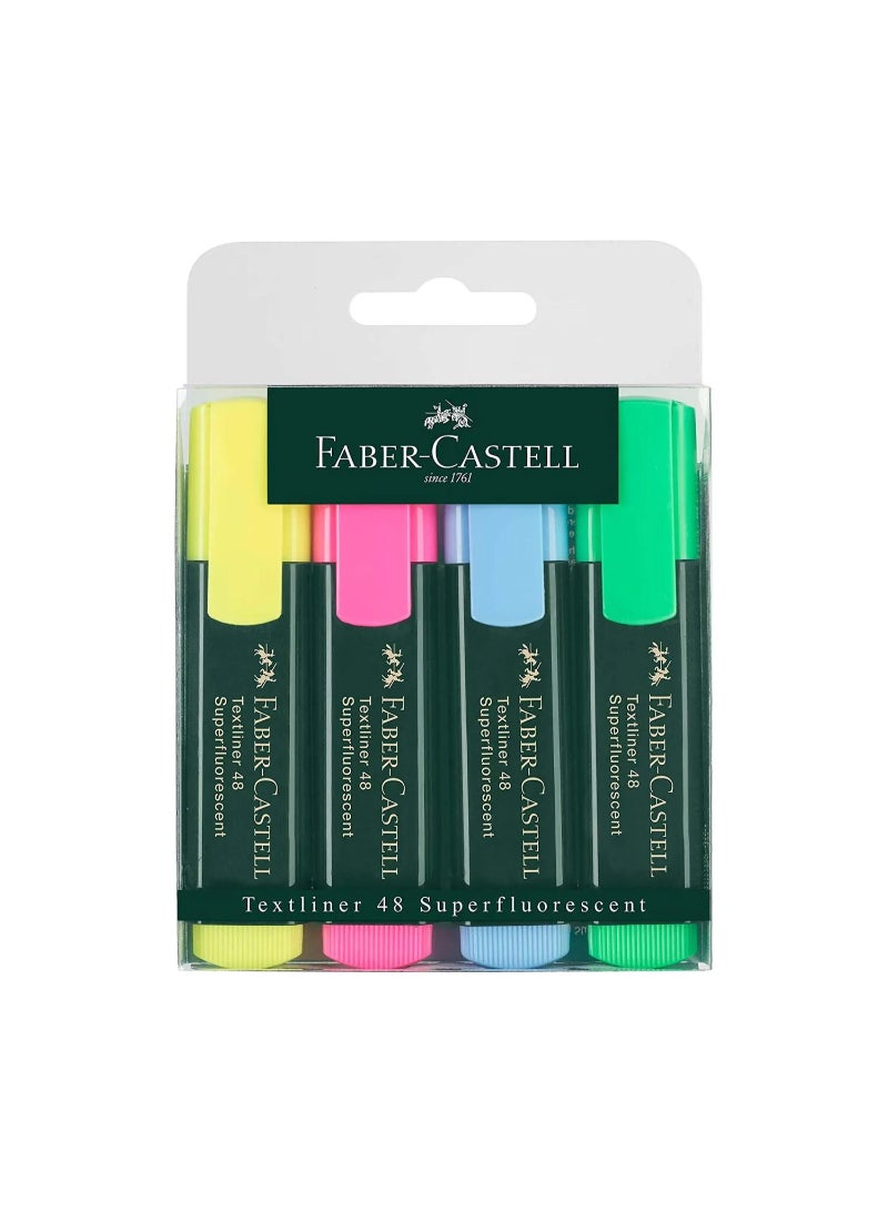 Faber Castell Superfluorescent Text Liner, 4 pcs, FC154804
