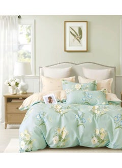 AL RAID 6-Piece King Size Bed Sheet Set - Duvet Cover with Elastic Fitted Sheet and 4 Pillow Covers - Super Soft Cotton King Size Bedding Set for Cozy & Elegant Bedrooms 