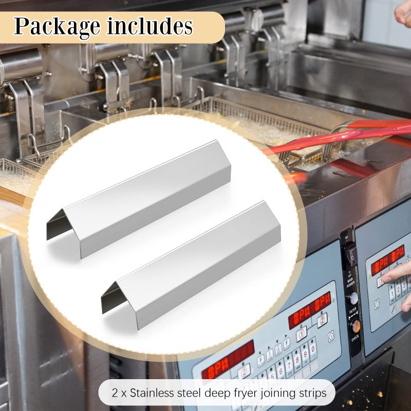 Ferraycle 2 Pcs Deep Fryer Splash Guard Stainless Steel Joining Strip 20 Gauge Thickness Commercial Deep Fryer Joint Adapter Connector Curved Parts(23"L x 1 1/2"Wx2"H) - Image 3