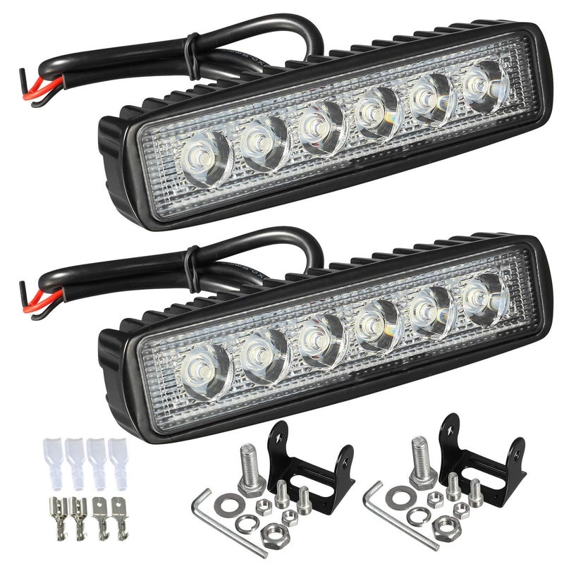 Partsam 6 LED Light Bar White 36W 6500K Super Bright Spot Work Pods Single Row Off Road Driving Fog Boat Light Waterproof SUV ATV 4WD Car Truck Golf Cart 12V 24V IP67 2pcs