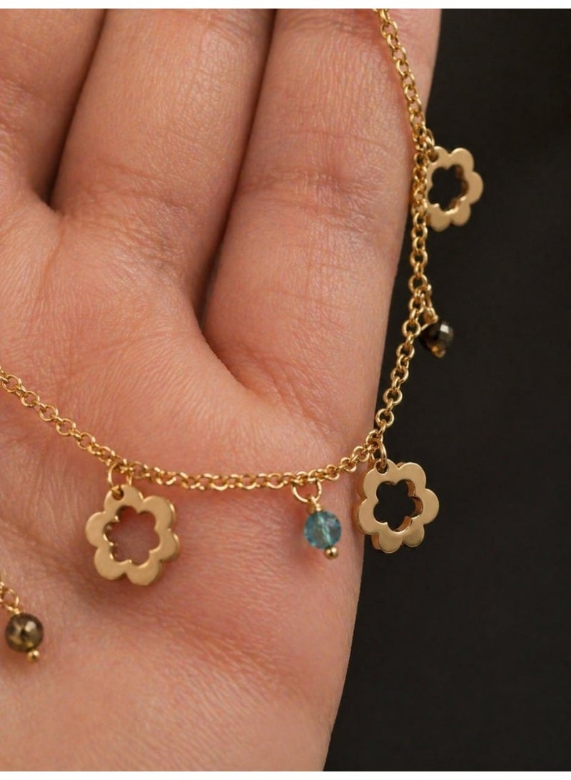 3Diamonds Gold Plated Floral Charm Necklace for Women - Image 3