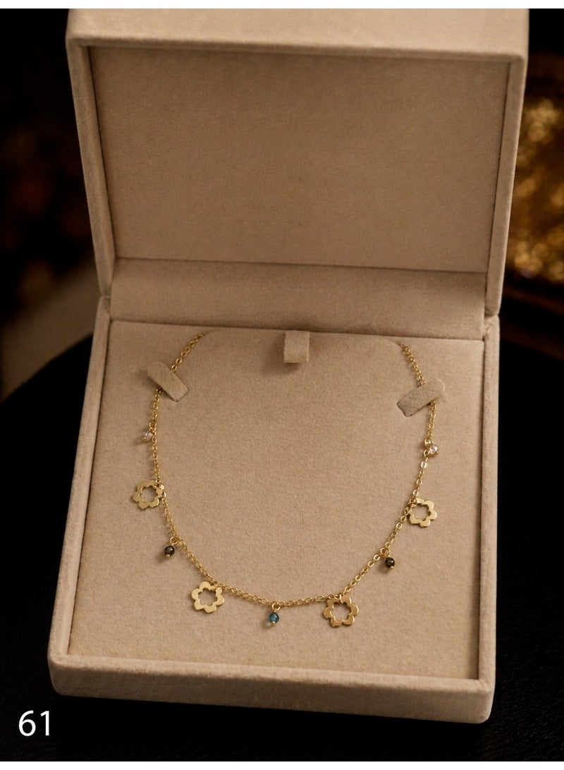 3Diamonds Gold Plated Floral Charm Necklace for Women - Image 2