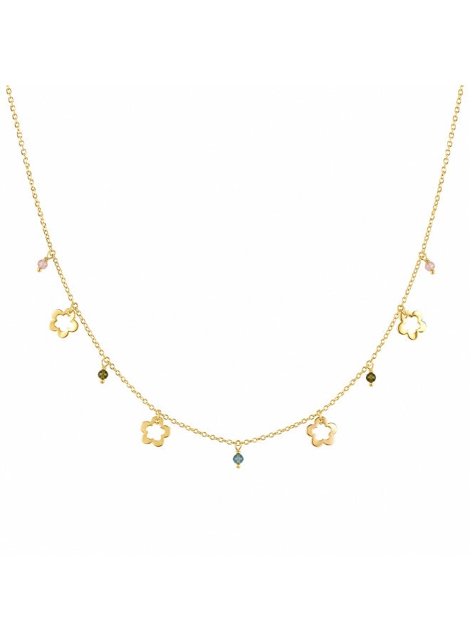3Diamonds Gold Plated Floral Charm Necklace for Women - Image 5