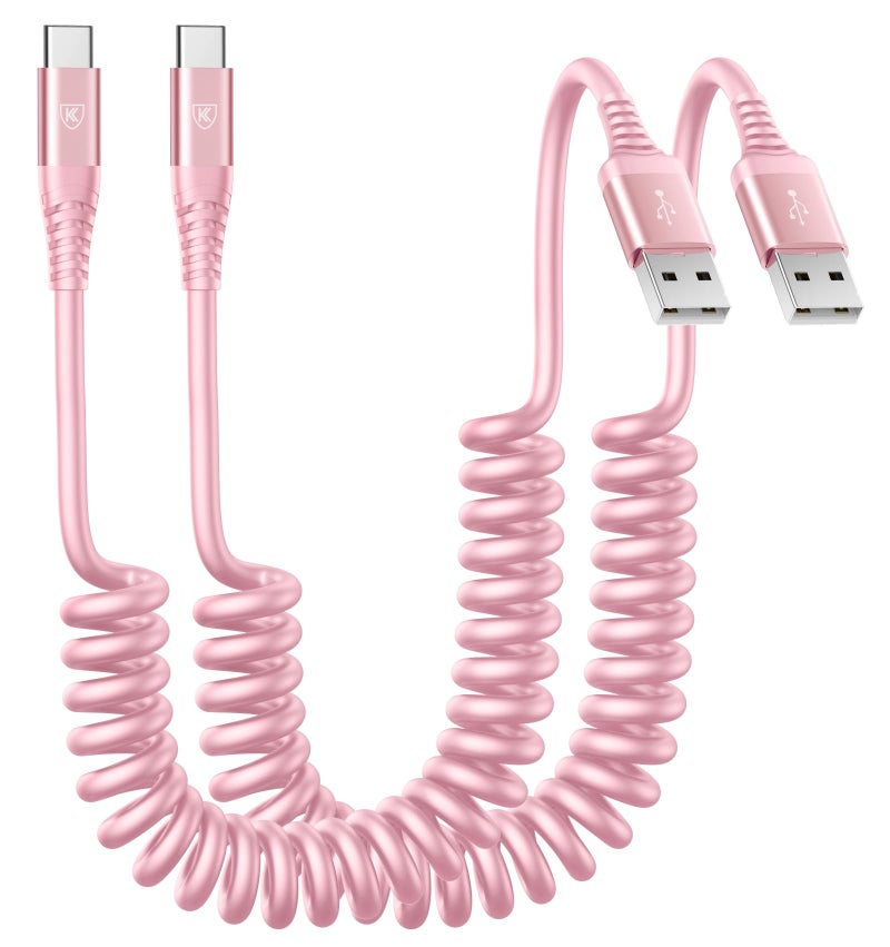KIYODA USB A to C Cable Fast Charging 3FT for Car, 2Pack USB Type C Charger Cable for iPhone 16, USB-C Cable Compatible with iPhone 17/16/15/Plus/Pro/Pro Max/Samsung Galaxy A10e A20-Pink - Image 1