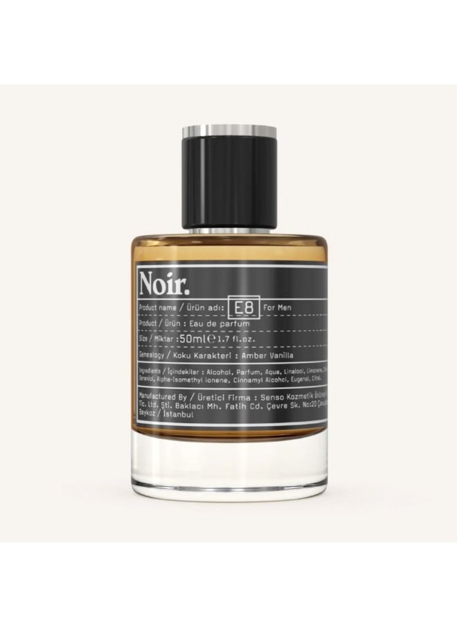noir NOIR E8 Men's Perfume – Eau De Parfum 50ML | Amber, Vanilla, Neroli & Rose Notes | Inspired by Love, Don’t Be Shy | Long Lasting Luxury Fragrance | Made in Turkey  - Image 3