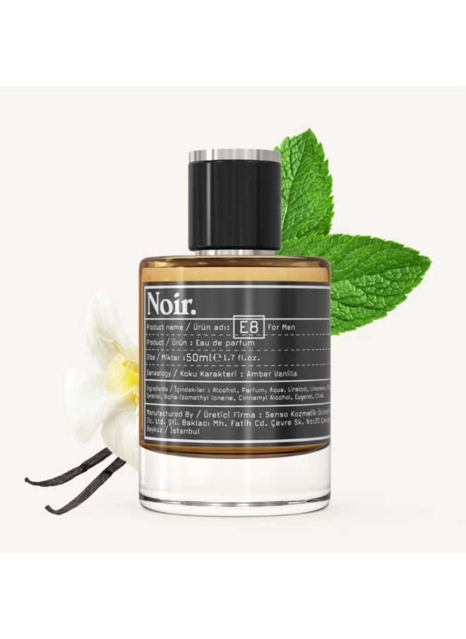 noir NOIR E8 Men's Perfume – Eau De Parfum 50ML | Amber, Vanilla, Neroli & Rose Notes | Inspired by Love, Don’t Be Shy | Long Lasting Luxury Fragrance | Made in Turkey  - Image 1
