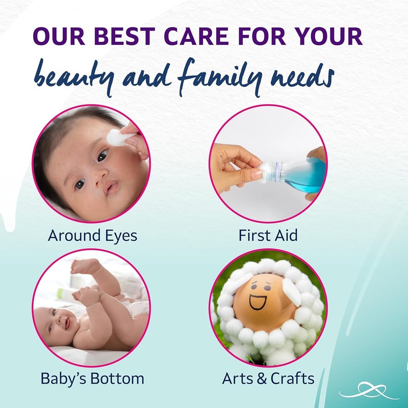 Lil-Lets كرات قطنية للأطفال من ليل-ليتس - 100 قطعة، عضوية معتمدة، فائقة النعومة ولطيفة على حديثي الولادة - Image 4