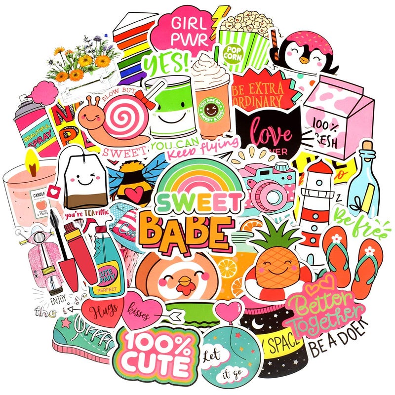 QTL Cute Stickers for Girls VSCO Stickers for Hydroflask Laptop Kids Teens Girls Waterproof Vinyl Packs 50Pcs - Image 2