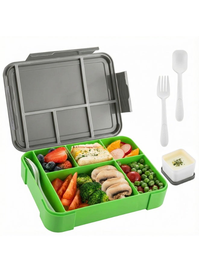 FLUXHOM Lunch Box for Kid School, Bento Box Adult Children Lunch Box, 5-Compartment Lunch Containers with Sauce Container, Utensils, Leak-Proof | Durable | Drop-Proof | Dishwasher Safe, Perfect for School, Nursery Office & Trips - Image 1