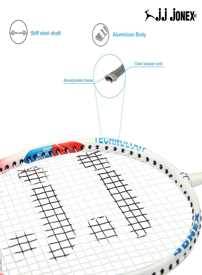 جونيكس مضرب تنس الريشة JJ Jonex v-12 مصنوع من الألومنيوم، بغطاء كامل | إطار من قطعة واحدة، مقبض منقوش برغوة PVC لشعور مريح، وزن متوازن للتأرجح من أجل القوة والتحكم - Image 4