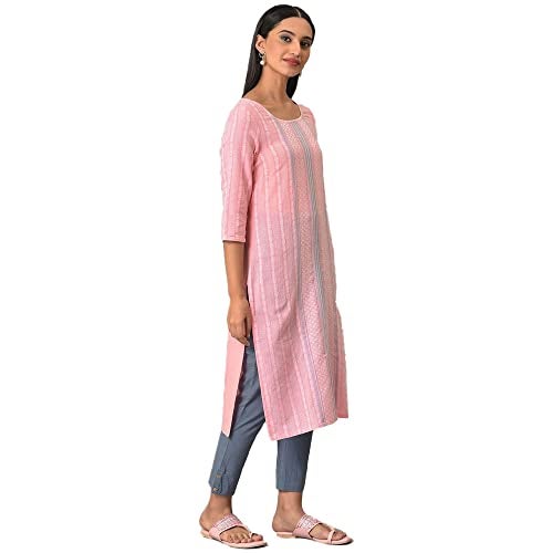 Aurelia Pink Geometric Printed Printed Cotton Straight Long Kurta for Women - Image 4