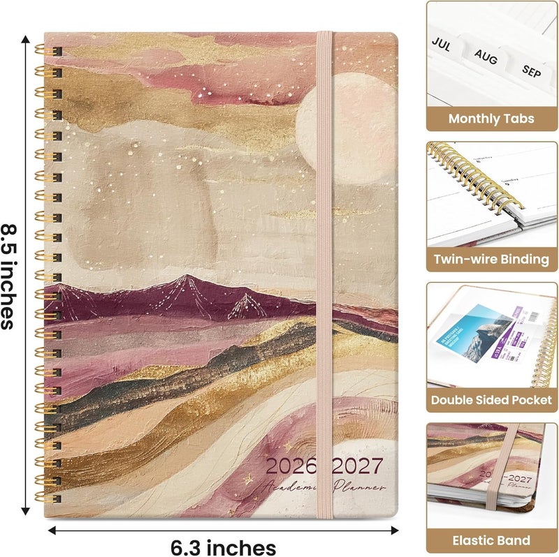 Taja Planner 2026-2027, Academic Year Monthly and Weekly Calendar Planner, Jul 2026 - Jun 2027, Hardcover Teacher Student Planning Agenda book with Tabs, Perfect for School Office Supplies, 6.3" x 8.5 - Image 4