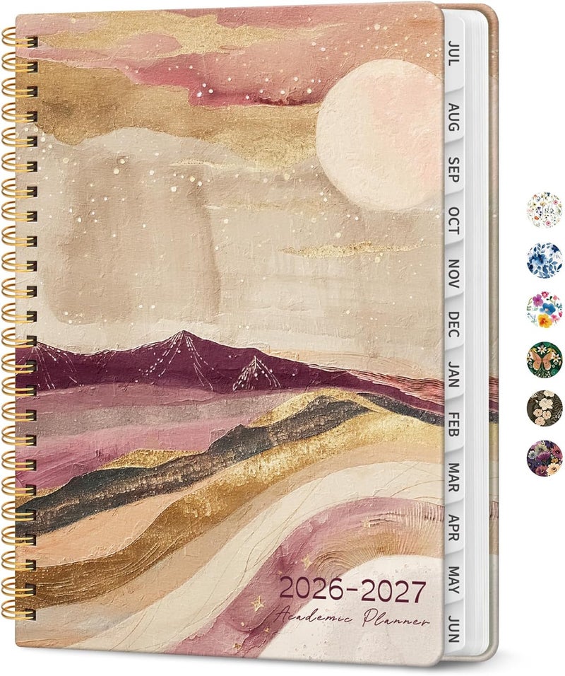 Taja Planner 2026-2027, Academic Year Monthly and Weekly Calendar Planner, Jul 2026 - Jun 2027, Hardcover Teacher Student Planning Agenda book with Tabs, Perfect for School Office Supplies, 6.3" x 8.5 - Image 1
