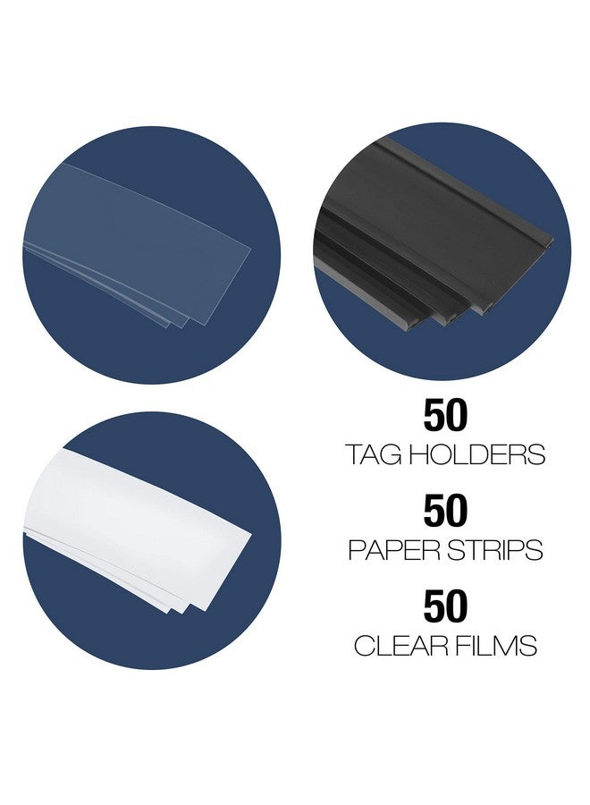 GlossyEnd Pack Of 50 C Channel Magnetic Label Holders With Paper Inserts And Clear Plastic Protectors Metal Surface Sign And Ticket Holder Length Of Label Area 3 X Height Of Label Area 7/8 - Image 2