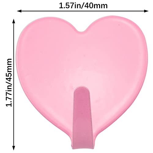 Lind Kitchen 5PCS 40x45mm Stainless Steel Heart-Shaped Hook Heart Shaped Multifunctional Self Adhesive Door Hook Coat Hooks Wall Mounted Coat Rack Closet Hooks, Nordic Pink - Image 4