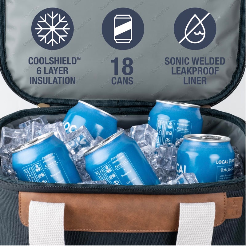 CleverMade Collapsible Cooler Bag, 18 Can Beach & Travel Car Cooler, Folding Soft Cooler, Shoulder Strap, Bottle Opener, Great Car Coolers for Travel, Leak Proof Cooler Bag [Leeward Navy] - Image 3