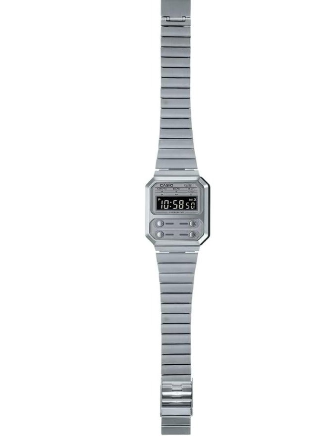 Casio Watch for Unisex A100WE-7BDF Digital Metal Silver - Image 5