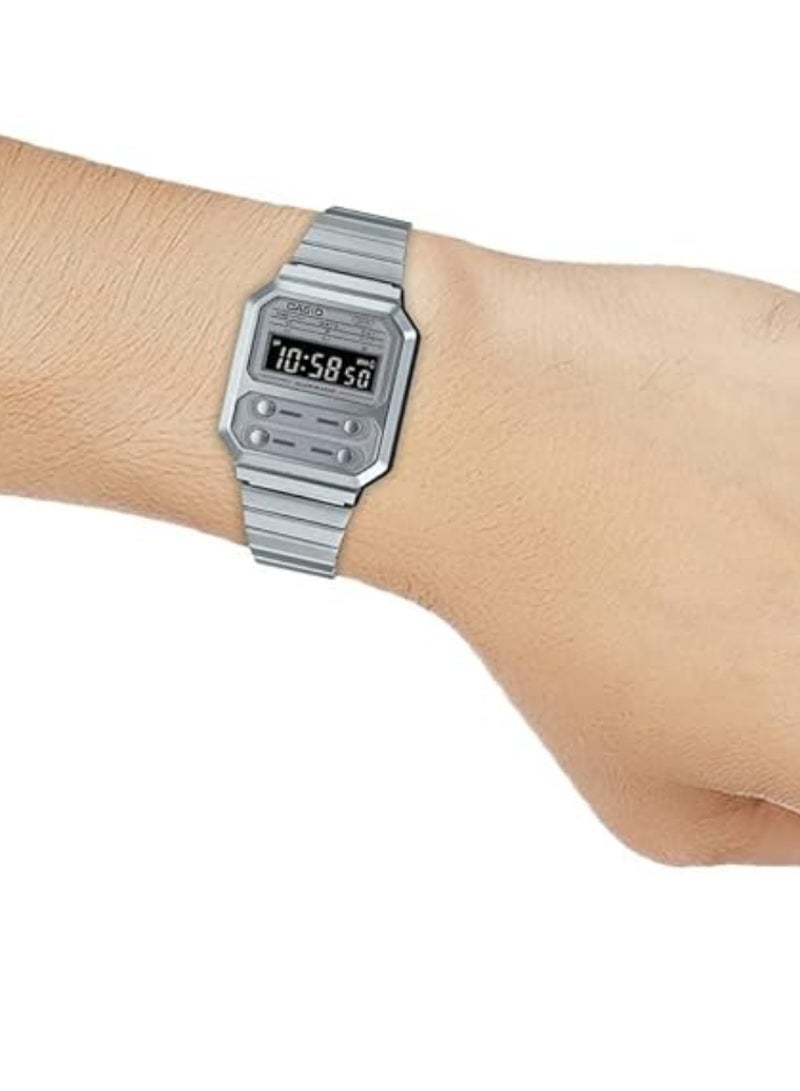 Casio Watch for Unisex A100WE-7BDF Digital Metal Silver - Image 3