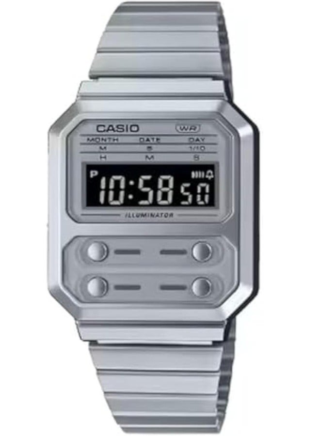 Casio Watch for Unisex A100WE-7BDF Digital Metal Silver - Image 1