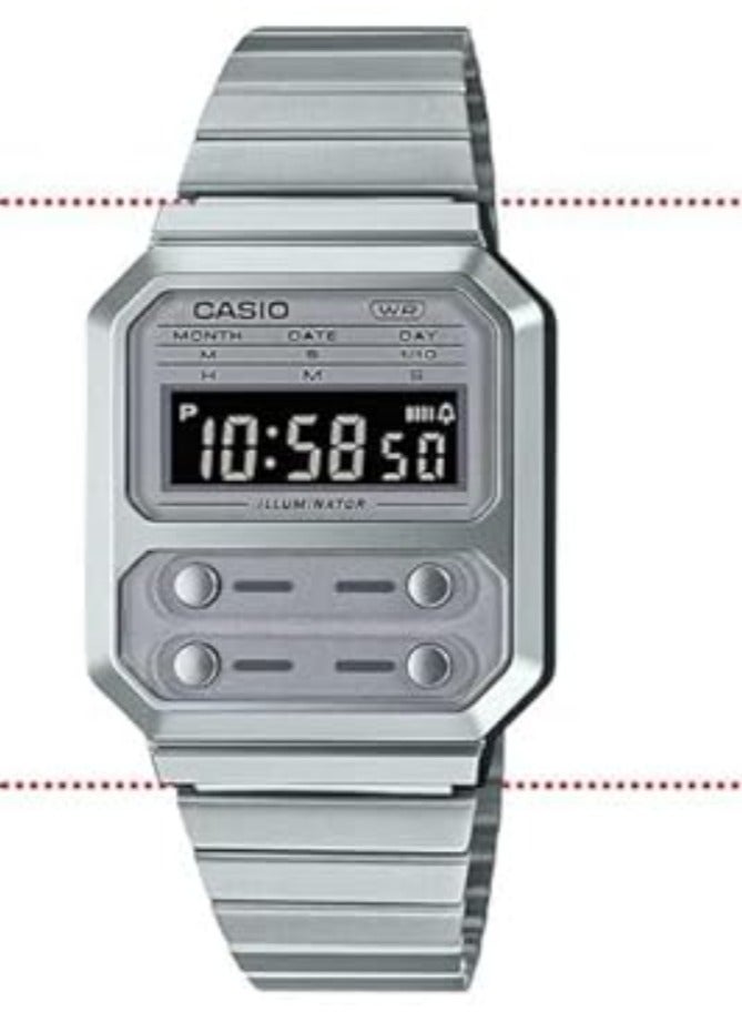 Casio Watch for Unisex A100WE-7BDF Digital Metal Silver - Image 4