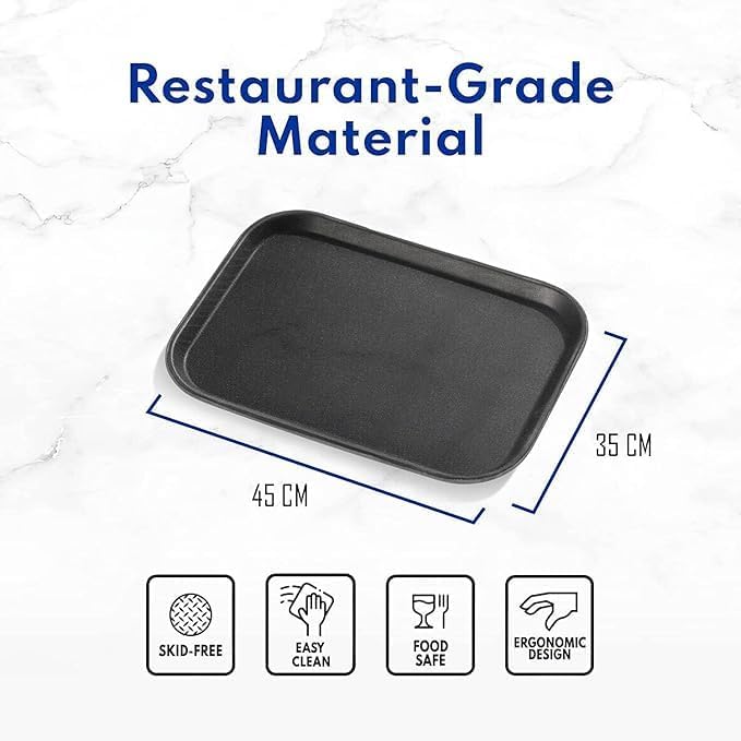 Clazkit Black Plastic Dish Draining Tray | Non-Slip Rectangular Drainer for Kitchen, Home, Restaurants, Cafes & Bars - Image 2