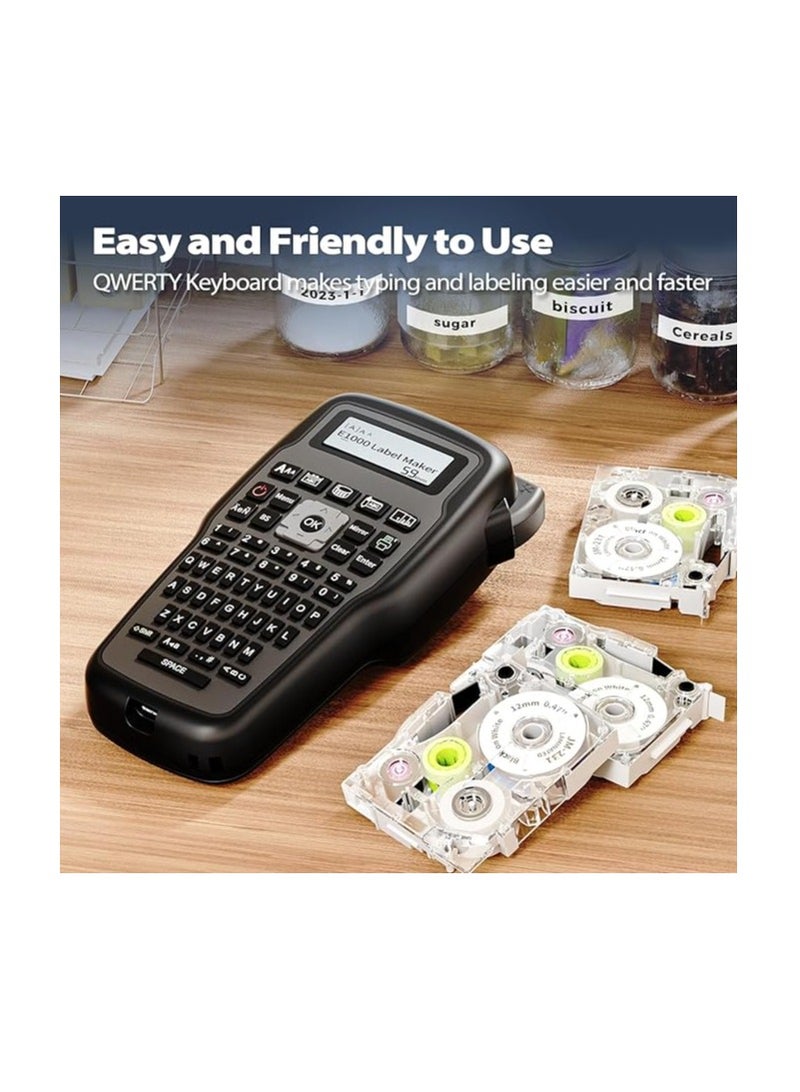 AIMO Handheld Label Maker Machine E1000 Pro Portable Label Maker, Label Makers with QWERTY Keyboard, Labeler with Type-C Cable, Easy Label Printer for Industrial, Home, Office Organization - Image 2