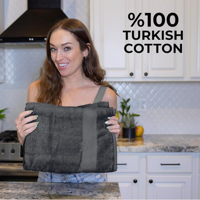 TEXTILOM 100% Turkish Cotton 6 Pcs Bath Towel Set, Luxury Bath Towels for Bathroom, Soft & Absorbent Bathroom Towels Set (2 Bathtowels, 2 Hand Towels, 2 Washcloths)- Black - Image 3