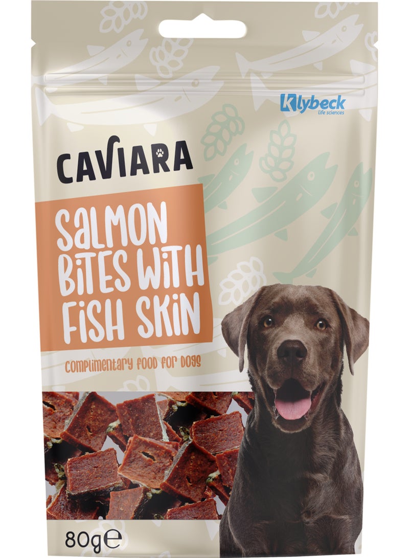 Caviara Dog Treats Salmon bites with fish skin 80 gr