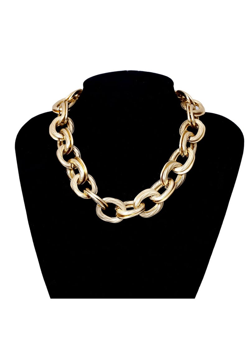 Excefore Gold Chunky Choker Necklace, O Link Necklaces Layered Chunky Chain Choker Necklace, Accessory for Women Girls, Hip-hop Jewelry, Necklace Jewelry Gifts - Image 4