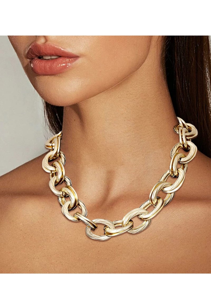Excefore Gold Chunky Choker Necklace, O Link Necklaces Layered Chunky Chain Choker Necklace, Accessory for Women Girls, Hip-hop Jewelry, Necklace Jewelry Gifts - Image 2