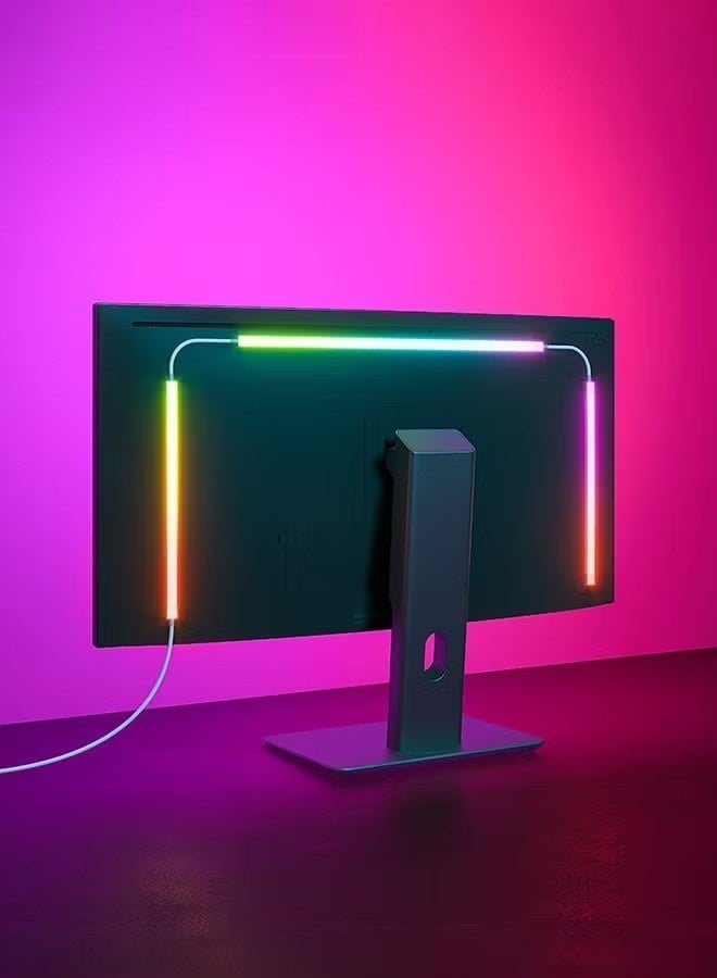 إضاءة خلفية LED للشاشة، شرائط إضاءة LED، مزامنة مع لون الشاشة أو الموسيقى للألعاب والأفلام وغيرها. تحكم برمجي، شريط إضاءة RGBIC للكمبيوتر خلف الشاشة، يعمل بمنفذ USB (32 بوصة). - Image 1
