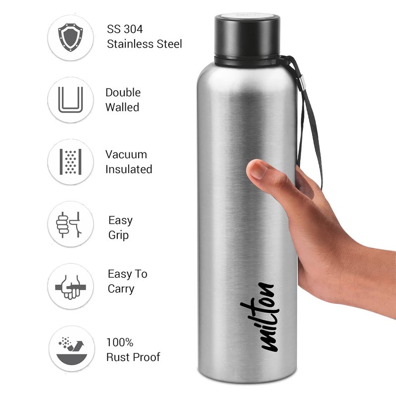 Milton Milton Aura 1000 Thermosteel Bottle, 1050 ml Water Bottles, 24 Hours Hot and Cold, Easy to Carry, Easy Grip, Rust Proof, Tea, Coffee, Office, Travel Bottle, Silver - Image 3
