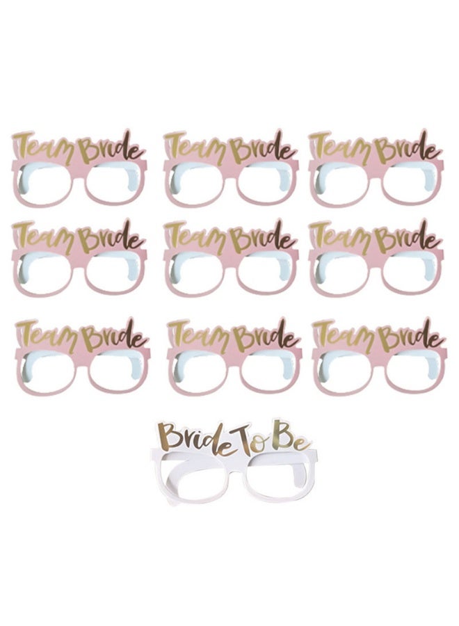 10 PCS Party Glasses Team Bride and Bride to be Glasses Rose Gold Paper Glasses Bridal Shower Decorations