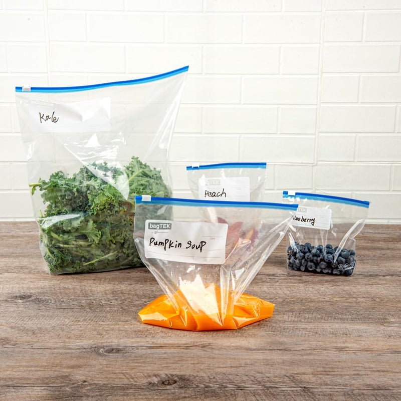 Restaurantware Restaurantware Bag Tek 1 Gallon Freezer SliderBags 25 Disposable Zipper Pouch Bags  Slide Zipper Expandable Bottom Clear Plastic Freezer Bags With WriteOnLabel For Food Storage  - Image 4
