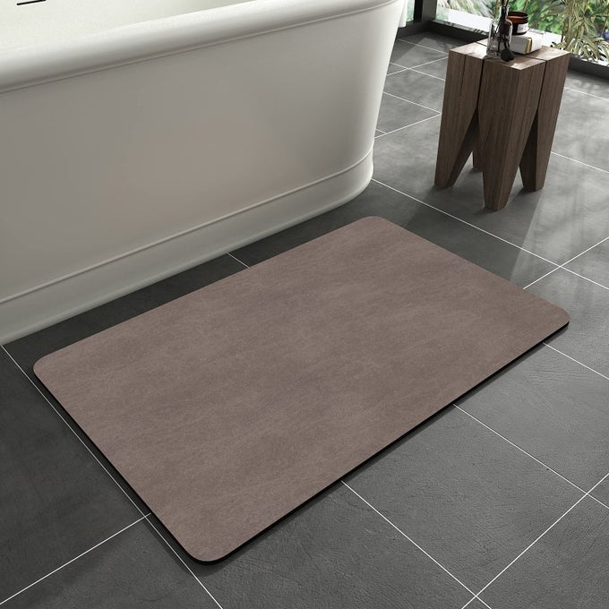BATH MAT RUGRUBBER BACKING NON SLIP QUICK DRY ABSORBENT THIN BATHROOM RUGS FIT UNDER DOORFAUX SUEDE SURFACE BATHROOM FLOOR MATSSHOWER RUG FOR IN FRONT OF BATHTUB SHOWER BROWN 20X32