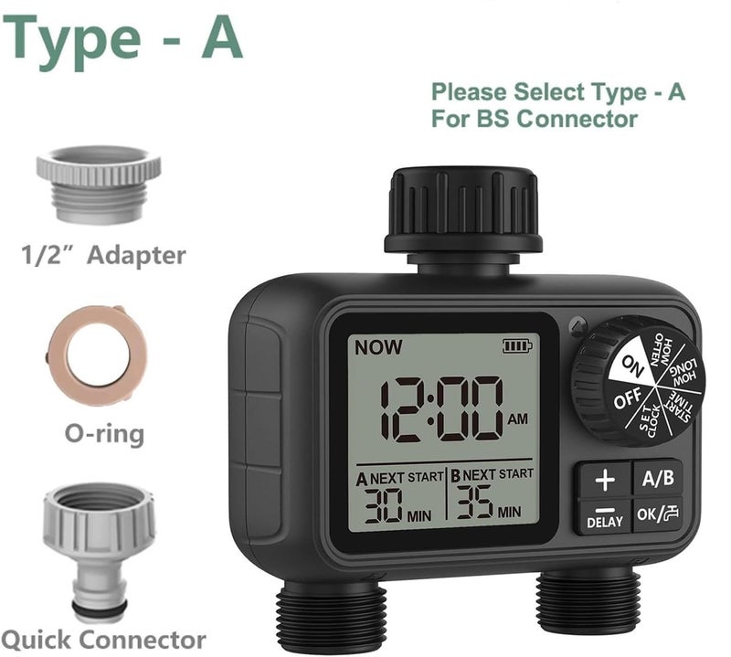 Pinolex 2-Outlet Digital Water Timer A/B-Zone Independent Programmer Control Adjustable Sprinkler Easy Installation - Image 5