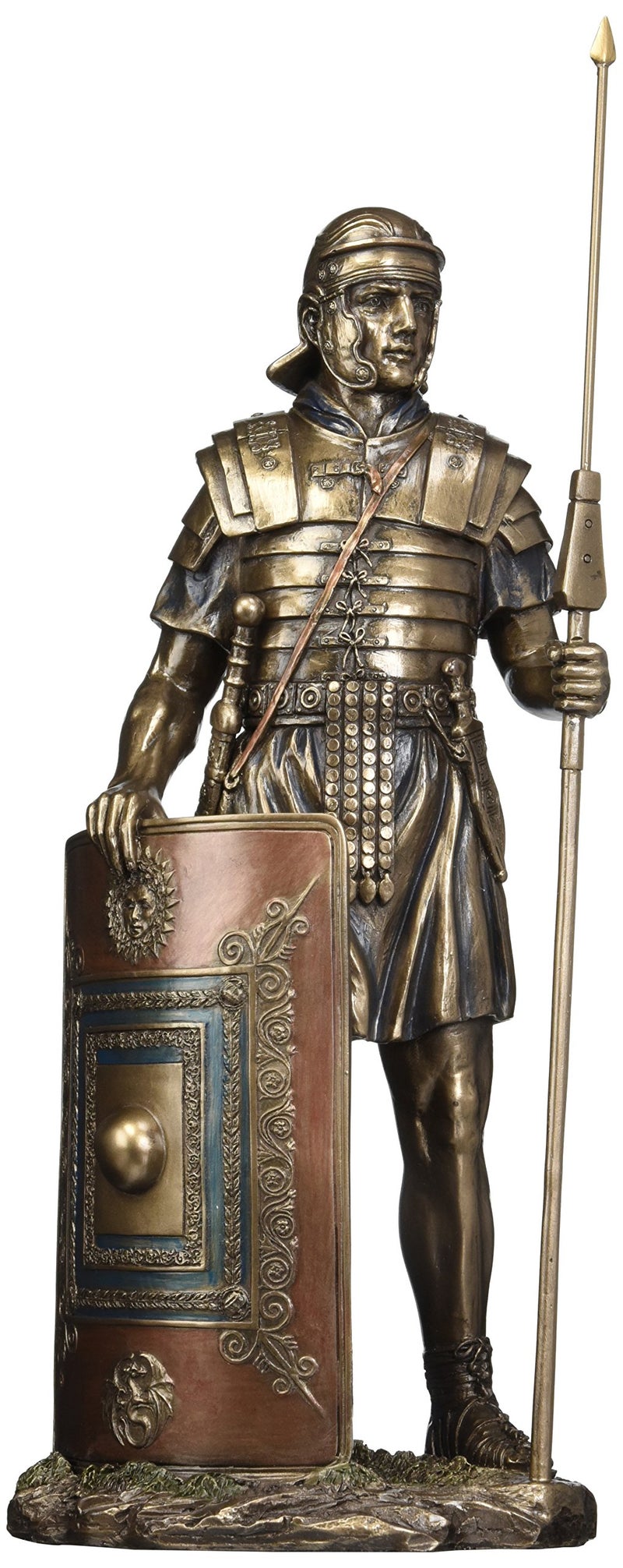 Unicorn Studio US 14.38" Roman Soldier with Javelin and Shield Cold Cast Bronze Figurine - Image 3